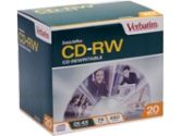 Verbatim DataLifePlus CD-RW 2X-4X 74 Min/650MB 20 Pack In Slim Cases (Verbatim: 94793)