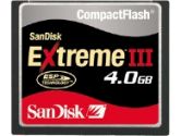 Sandisk 4GB Extreme III Compact Flash - 20MB/sec (SanDisk: SDCFX3-004G-A31)