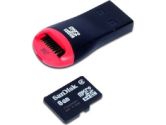 SanDisk 8GB MicroSDHC With USB Reader And SD Adapter (SANDISK: SDSDQR-8192-A11M)