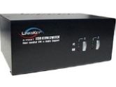 Linkskey LDV-DM202AUSK Dual Monitor KVM Switch - 2 port, 4 x DVI-I Cable, 2 x USB Cable, 2 x 3.5mm Audio Cable, Destop, Metal, Black (Linkskey: LDV-DM202AUSK)