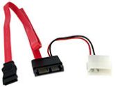 Right Angle Slimline SATA to SATA Cable W/ LP4 (Startech.com Ltd: SLSATAF20RA)