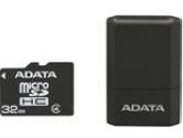 ADATA 32GB Class 4 Micro SDHC Flash Card with V3 USB Reader (Black/Blue) (ADATA: AUSDH32GCL4-RM3BKBL)