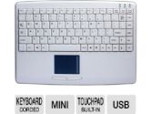 Adesso AKB-410UW SlimTouch Mini Keyboard - USB, Built-in Touchpad with Left and Right Buttons, White (Adesso Inc.: AKB-410UW)