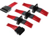 Bitfenix Alchemy Premium Sleeved 4PIN Male Molex to 4X SATA Power Cable Red 20CM (BitFenix: BFA-MSC-M4SA20RK-RP)