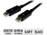 StarTech Thunderbolt TBOLTMM3M Cable - Male to Male, 9.8ft, 20 Pin, Black (Startech: TBOLTMM3M)