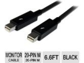 StarTech Thunderbolt TBOLTMM2M Cable - Male to Male, 6.6ft, 20 Pin, Black (Startech: TBOLTMM2M)