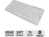 Inland 71101 Bluetooth Keyboard - 33' Wireless Range, 78 Keys, LED Indicator, On/Off Switch, Automatic Sleep Mode, White (Inland Computer Accessories: 71101)