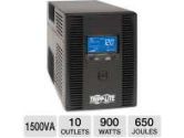 TrippLite SMARTPRO SMART1500LCDT 1500VA Tower Line-Interactive UPS - 120V, LCD Display, 900W, 50/60Hz, 10 Outlets, 6' ft Cord, 650 Joules (TrippLite: SMART1500LCDT)