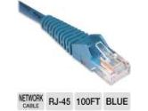 Tripp Lite Cat5e Snagless Molded Cable - 100' ft, RJ45, Male to Male, Blue (TrippLite: N001-100-BL)