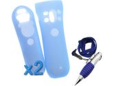 GTMax 2 X 2pcs Blue Sony PS3 Move Silicone Rubber Soft Case + Silver/Blue Ball Pen With Neckstrap for Sony PlayStation PS3 (eMaxland: 885157532228)