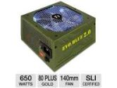 Thermaltake 650W EVO_BLUE 2.0 Power Supply - 80+ Plus Gold, ATX, 105&#176;C Japanese Capacitors, Single +12V Rail, 140mm Fan, Silent Operation, Supports AMD & Intel, Green (ThermalTake: EVO-650M-A)