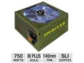 Thermaltake 750W EVO_BLUE 2.0 Power Supply - 80+ Plus Gold, ATX, 105°C Japanese Capacitors, Single +12V Rail, 140mm Fan, Silent Operation, Supports AMD & Intel, Green (ThermalTake: EVO-750M-A)