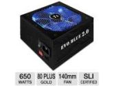 Thermaltake 650W EVO_BLUE 2.0 Power Supply - 80+ Plus Gold, ATX, 105&#176;C Japanese Capacitors, Single +12V Rail, 140mm Fan, Silent Operation, Supports AMD & Intel, Black (ThermalTake: EVO-650M)