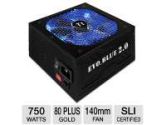 Thermaltake 750W EVO_BLUE 2.0 Power Supply - 80+ Plus Gold, ATX, 105&#176;C Japanese Capacitors, Single +12V Rail, 140mm Fan, Silent Operation, Supports AMD & Intel, Black (ThermalTake: EVO-750M)