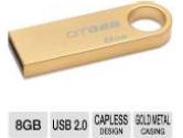 Kingston Data Traveler 8GB Flash Memory - USB 2.0, Gold Metal Casing (Kingston: DTGE9/8GBZ)