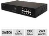 ZyXEL 8-port 240W PoE+ Switch - 8x Ports, RJ-45, 200Mbps, 10/100 BaseT, PoE, 240W (Zyxel: ES1100-8HP-240W)