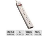 TrippLite PROTECT IT! Series 6 Outlet Surge Suppressor - 990 Joules, 1875 Watts, 8' ft Cord, 60Hz, 15amps Circuit Breaker, RJ11 Protection (TrippLite: TLP608TEL)