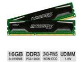 Crucial Ballistix Sport 16GB Memory Module Kit - DDR3, 2 x 8GB, 1600 MT/s, PC3-12800, CL9, 1.5V, UDIMM, 240 Pin (Crucial: BLS2KIT8G3D1609DS1S0)