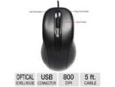 Raygo USB Optical Scroll Mouse - 3-Button, USB, 5' Cable, 800 dpi, Black (Raygo: R12-42417)