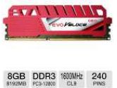 GEIL EVO Veloce Series 8GB Desktop Memory Module - DDR3, PC3-12800, 1600 MHz, SDRAM, CL9, 1.5V, 240 Pin (GeIL: GEV38GB1600C9SC)