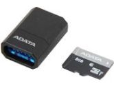 ADATA Premier 8GB microSDHC UHS-I CLASS 10 with V3 USB Reader (Black/Blue) (ADATA: AUSDH8GUICL10-RM3BKBL)