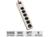 TrippLite Commercial-Grade Surge Suppressor - 900 Joules, 6 Outlets, 6' ft Cord, Heavy-duty Metal Housing (TrippLite: PM6SN1)