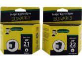 For Dummies HP 21/22 Black & Tri-color Combo Inkjet Cartridge C9509FN Remanufactured (For Dummies: DH-21/22(2PK))