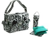 Surf Laminated Diaper Bag (Black/White) (11"H x 6"W x 14"D) by Kalencom (Kalencom: 088161743608)