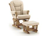 Shermag 37779CB 26 1041 Glider Rocker and Ottoman in Beige Micro-Fiber with Pecan Wood Finish (Shermag: 773378285125)