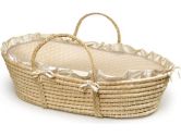 Badger Basket Company Natural Baby Moses Basket, Ecru/Beige Gingham Bedding (Badger Basket: 046605128923)