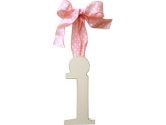 New Arrivals Wooden Letter I with Pink Polka Dot Ribbon, Cream (New Arrivals: 690895909504)