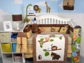 Soho Forest Playground Baby Crib Nursery Bedding Set 13 pcs included Diaper Bag with Changing Pad & Bottle Case (SoHo Designs: 048107049850)