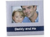 Mud Pie Baby Lil' Buddy Navy Blue Seersucker Fabric Photo Frame, Daddy and Me (Mud Pie: 718540089644)