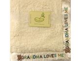 Saying Blanket Crib Throw (Cream Grandma Loves Me) (Pem America: 783048077684)