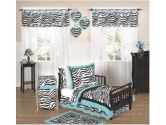 Turquoise Funky Zebra Toddler Bedding 5 pc set by Sweet Jojo Designs (Sweet Jojo Designs: 846480006435)