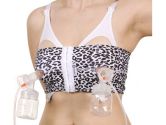 PumpEase Classic Collection hands-free pumping bra - Snowy Leopard - L (PumpEase: 628206000381)