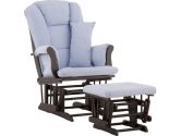 Stork Craft 06554-53B Custom Tuscany Black Finish Glider and Ottoman with Free Lower Lumbar Pillow, Blue Cushions (Stork Craft: 056927084470)