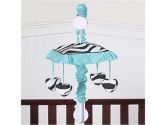 Turquoise Funky Zebra Musical Baby Girls Crib Mobile by Sweet Jojo Designs (Sweet Jojo Designs: 846480006497)