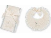 Bearington Bears Lamby Sheep Baby Cream Color Bib and Burp Cloth Set (Bearington: 721405393909)