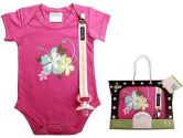 Baby Dry Goods 020-11 Onesie-Pacifier Clip Boxed Set- butterfly-hibiscus (Baby Dry Goods: 794504102512)