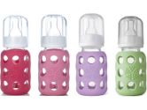 Lifefactory Glass Baby Bottles 4 Pack (4 oz. in Girl Colors) (Lifefactory: 797734384338)