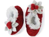 Baby Girl Booties with Poinsettias for Christmas (2T/3T) (Mud Pie: 824863014017)