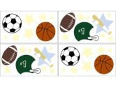 Play Ball Sports Wall Decal Stickers by Sweet Jojo Designs - Set of 4 Sheets (Sweet Jojo Designs: 846480010111)