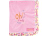 Trend Lab 30343 Receiving Blanket - Ruffle Trimmed Dr. Seuss Pink Oh The Places You'Ll Go (Trend Lab: 846216020186)