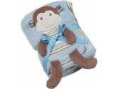 Maison Chic Cuddly Knit Monkey with Animal Front Plush Blanket, Blue (Maison Chic: 814073013771)