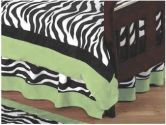 Lime Funky Zebra Bed Skirt for Toddler Bedding Sets by Sweet Jojo Designs (Sweet Jojo Designs: 846480006664)