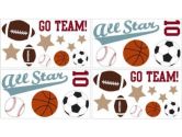 All Star Sports Wall Decal Stickers by Sweet Jojo Designs - Set of 4 Sheets (Sweet Jojo Designs: 846480009474)