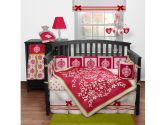 Damask Fuchsia 3 Piece Crib Set (Bananafish: 883643106632)