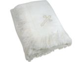 Stephan Baby Christening/Blessing Fringed Shawl Blanket with Embroidered Cross, White (Stephan Baby: 737505082544)