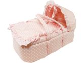 Moses Basket with Removable Hood, Hanging Mobile and Changing Pad - Pink Dot Pattern (Stephan Baby: 725826802033)